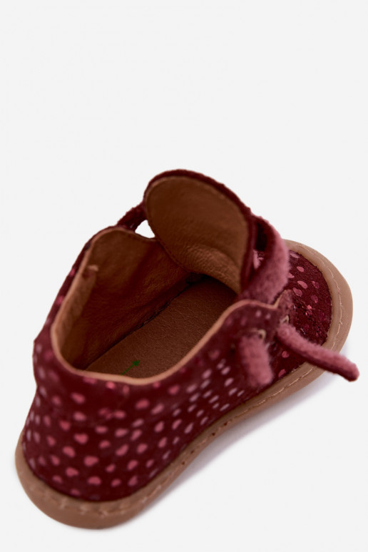ze semiše boty  Barefoot Dětské se srdíčky Froddo G2130328-66 vínová