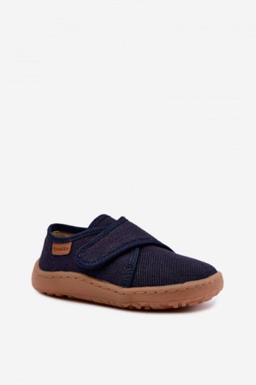 Pantofle Dětské pro chlapce se samolepicími uzávěry Barefoot Froddo G1700438 tmavě modrá