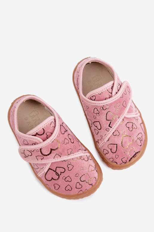 Pantofle pro děti se samolepicími uzávěry Barefoot  Froddo G1700438-18 růžová