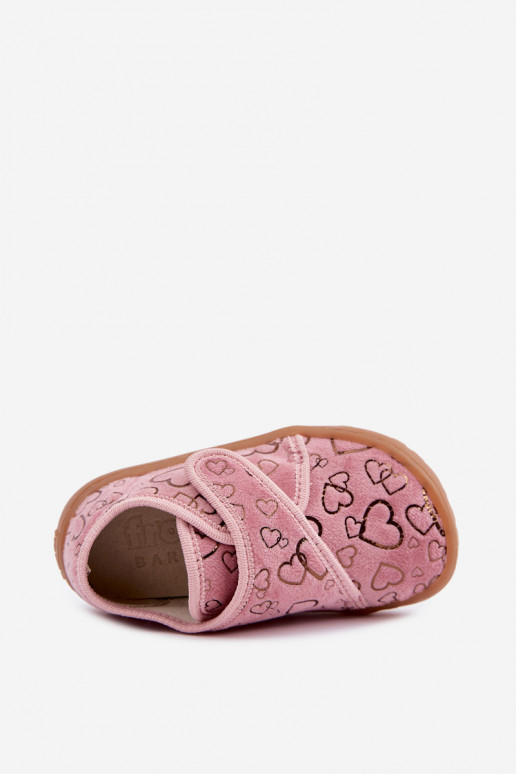 Pantofle pro děti se samolepicími uzávěry Barefoot  Froddo G1700438-18 růžová