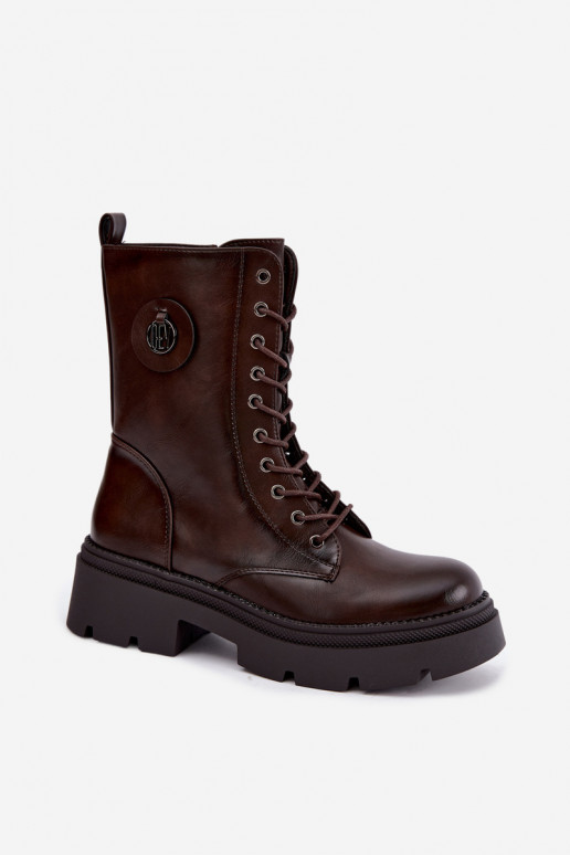Dámské podpatky Typu Dámské boty zateplené Czekoladowe Livela