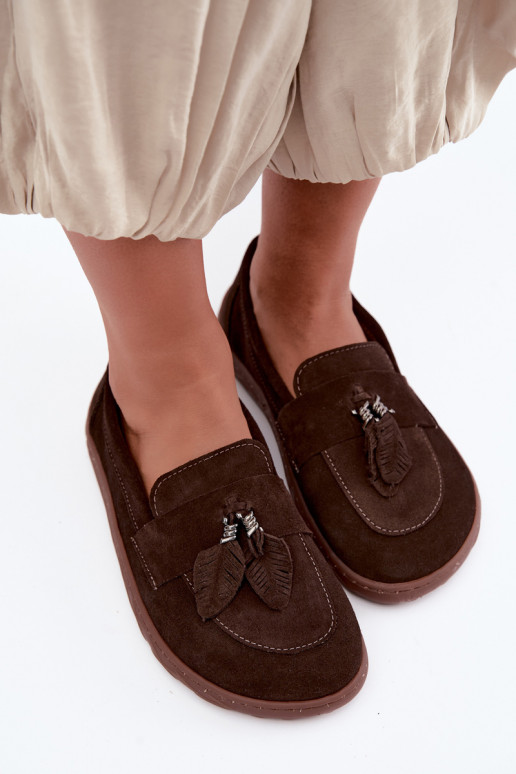 mokasíny Barefoot Z Naturalnego Zamszu Zazoo 10220 Czekoladowe