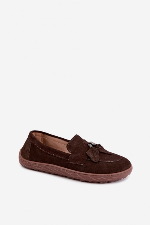 mokasíny Barefoot Z Naturalnego Zamszu Zazoo 10220 Czekoladowe