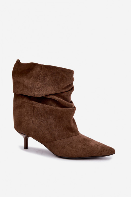 Slip-on vzor Dřeváky Typu Slouchy s podpatky khaki Loralia