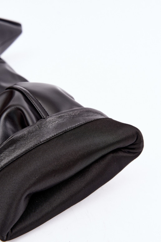 Slip-on vzor dlouhé boty s podpatky  z ekologické kůže Černé Jensy