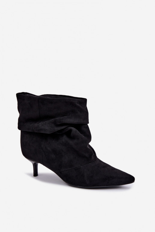 Slip-on vzor Dřeváky Typu Slouchy s podpatky Černé Loralia