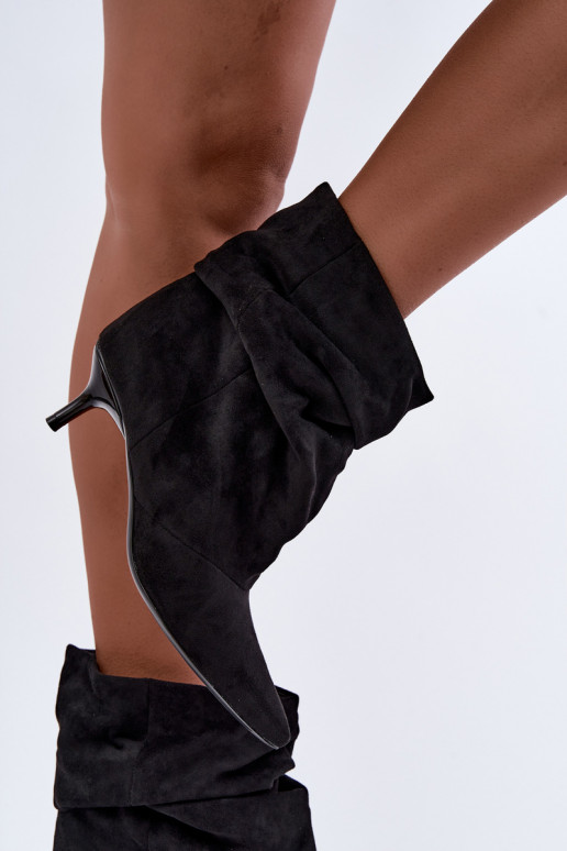 Slip-on vzor Dřeváky Typu Slouchy s podpatky Černé Loralia