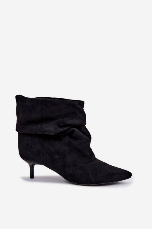 Slip-on vzor Dřeváky Typu Slouchy s podpatky Černé Loralia