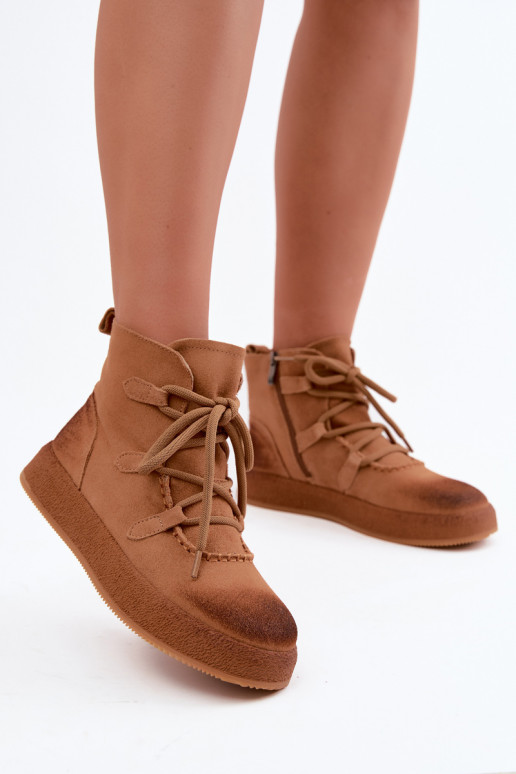 zateplené Dřeváky Z Naturalnego Zamszu Artiker 59C1128 Camel