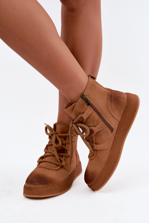 zateplené Dřeváky Z Naturalnego Zamszu Artiker 59C1128 Camel