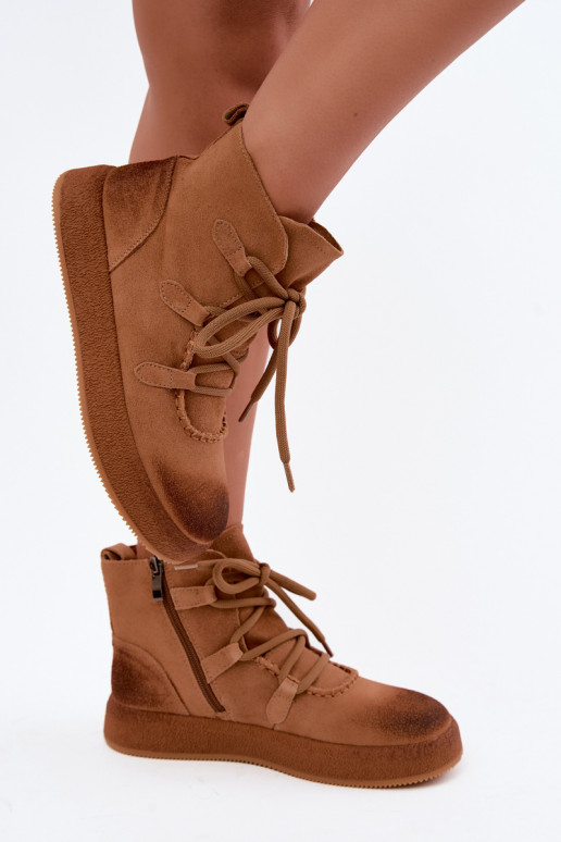 zateplené Dřeváky Z Naturalnego Zamszu Artiker 59C1128 Camel