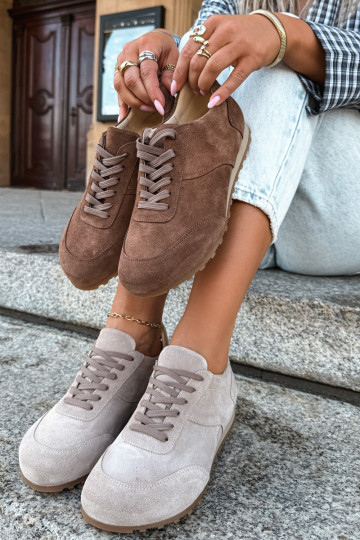 Tenisky Barefoot Z Naturalnego Zamszu Zazoo N1422 hnědá 2