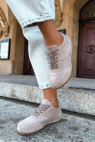 Tenisky Barefoot Z Naturalnego Zamszu Zazoo N1422 béžové
