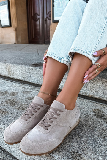 Tenisky Barefoot Z Naturalnego Zamszu Zazoo N1422 béžové 2