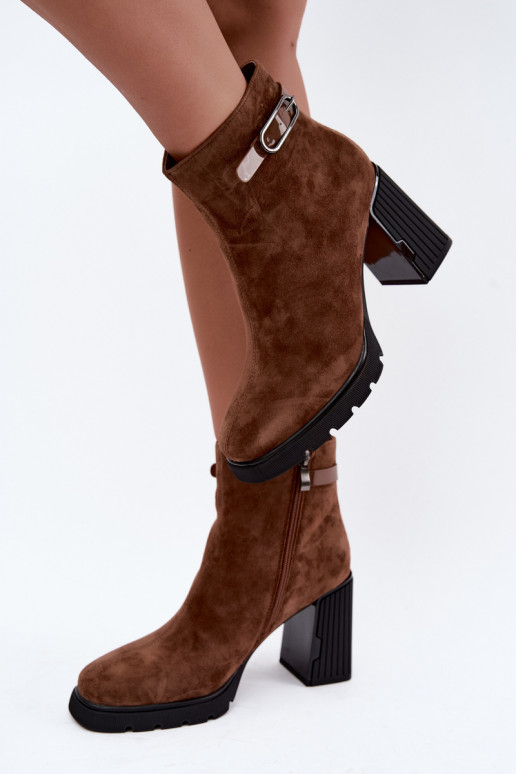 zateplené Dřeváky Z Naturalnego Zamszu s podpatky Vinceza 91172 Camel