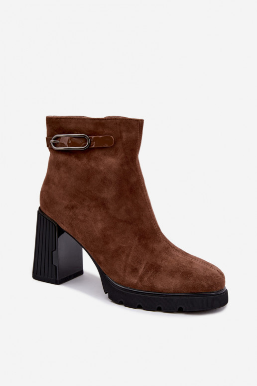 zateplené Dřeváky Z Naturalnego Zamszu s podpatky Vinceza 91172 Camel