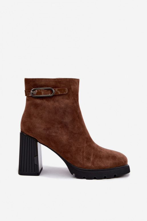 zateplené Dřeváky Z Naturalnego Zamszu s podpatky Vinceza 91172 Camel