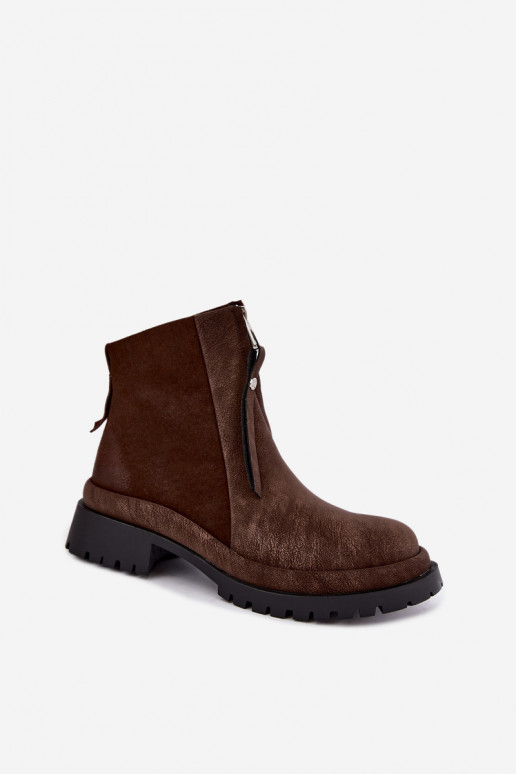  Semišové boty  zateplené  K7732-02 hnědá
