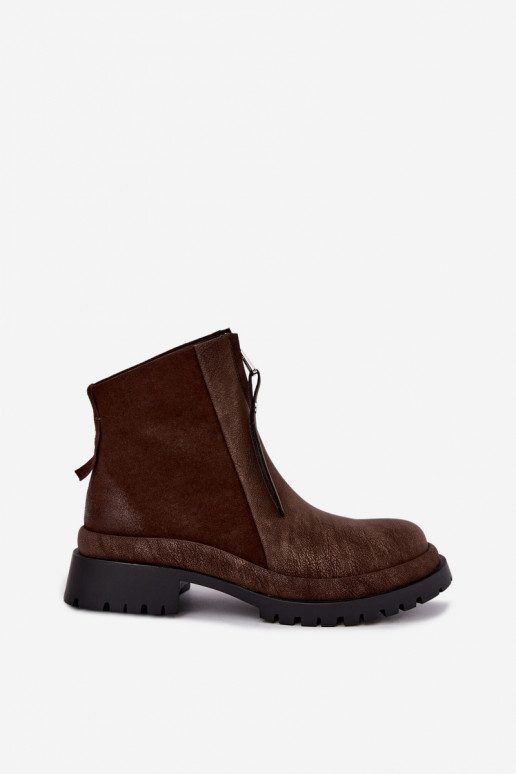  Semišové boty  zateplené  K7732-02 hnědá