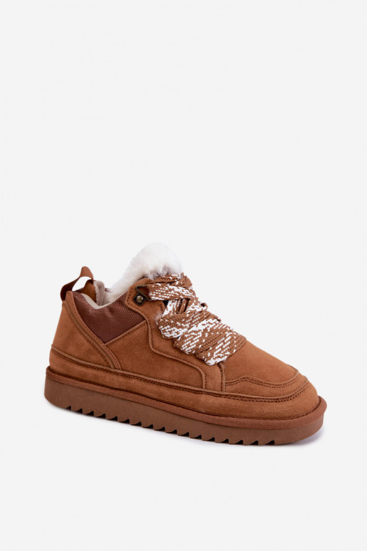  ze semiše Sněhule s kožešinou se šněrováním Vinceza 97974 Camel