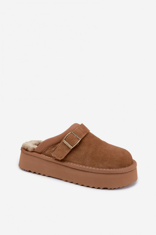 ze semiše Sněhule s platformou s přezkami Big Star UU274696 Camel