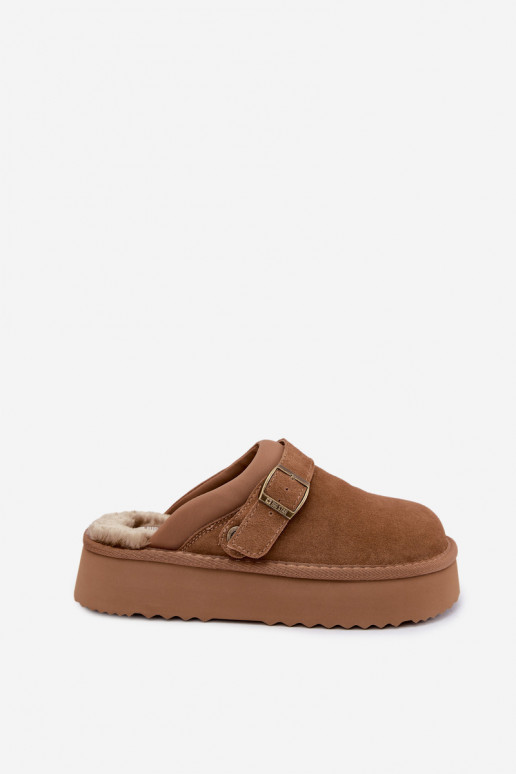  ze semiše Sněhule s platformou s přezkami Big Star UU274696 Camel
