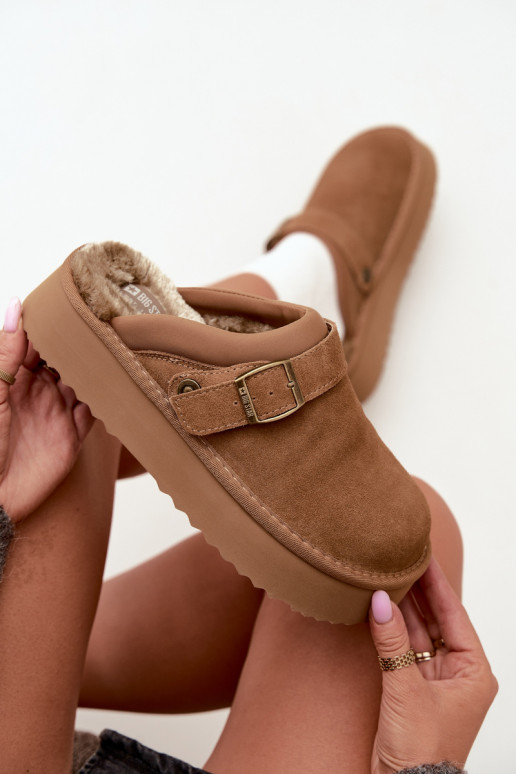  ze semiše Sněhule s platformou s přezkami Big Star UU274696 Camel