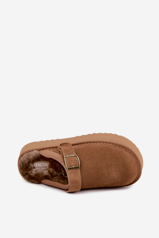  ze semiše Sněhule s platformou s přezkami Big Star UU274696 Camel