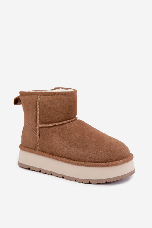 Sněhule Z Naturalnego Zamszu zateplené s kožešinou uvnitř Big Star UU274692 Camel