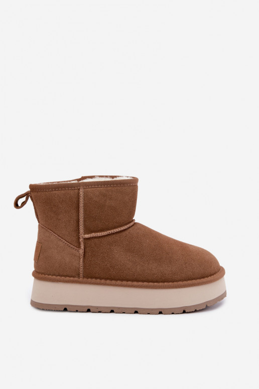 Sněhule Z Naturalnego Zamszu zateplené s kožešinou uvnitř Big Star UU274692 Camel