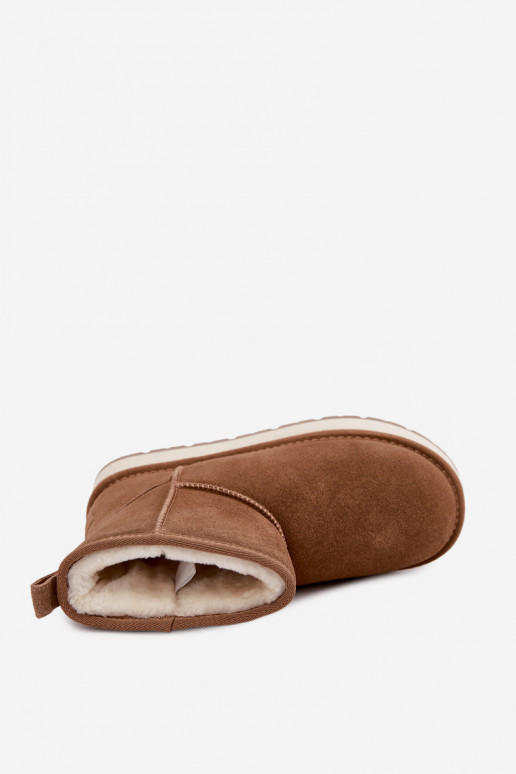 Sněhule Z Naturalnego Zamszu zateplené s kožešinou uvnitř Big Star UU274692 Camel