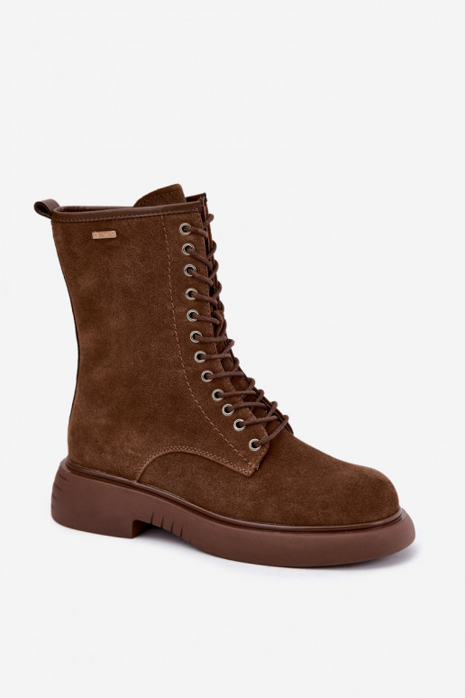 zateplené boty  z kůže ze semišej Big Star UU274611 Camel
