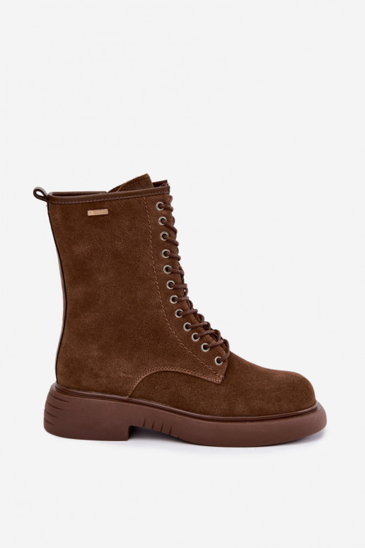 zateplené boty  z kůže ze semišej Big Star UU274611 Camel