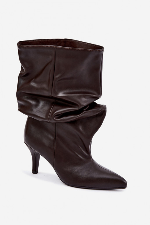Slip-on vzor Dámské podpatky Typu Slouchy s podpatky Czekoladowe Gelra