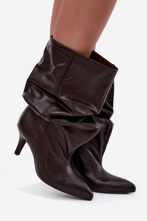 Slip-on vzor Dámské podpatky Typu Slouchy s podpatky Czekoladowe Gelra