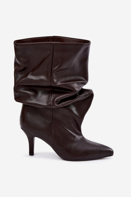 Slip-on vzor Dámské podpatky Typu Slouchy s podpatky Czekoladowe Gelra