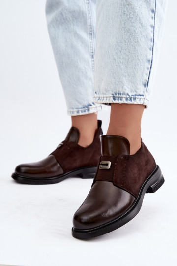 Dámské podpatky s širokými podpatky Z Slip-on vzor Vinceza 58679 Czekoladowe