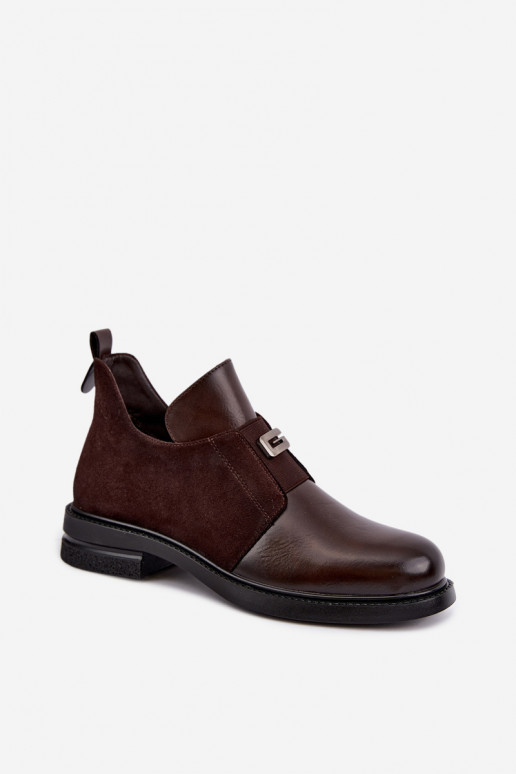 Dámské podpatky s širokými podpatky Z Slip-on vzor Vinceza 58679 Czekoladowe