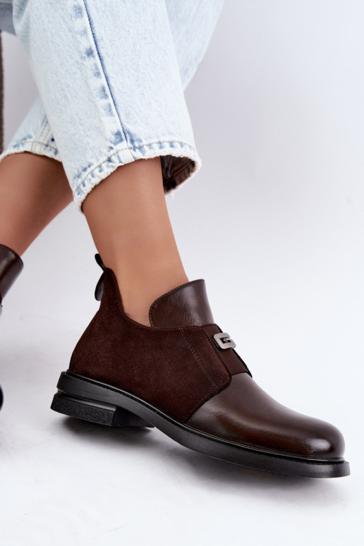 Dámské podpatky s širokými podpatky Z Slip-on vzor Vinceza 58679 Czekoladowe