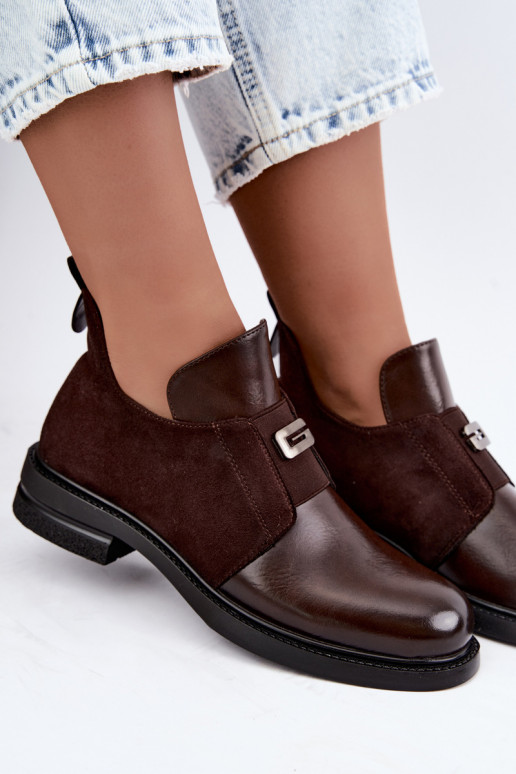 Dámské podpatky s širokými podpatky Z Slip-on vzor Vinceza 58679 Czekoladowe