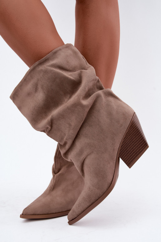 Dámské podpatky Na Ściętym Obcasie Slip-on vzor béžové Cazela
