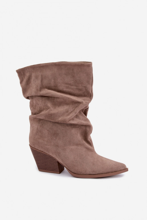  Dámské podpatky Na Ściętym Obcasie Slip-on vzor béžové Cazela
