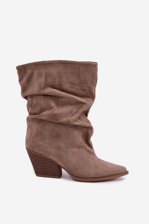  Dámské podpatky Na Ściętym Obcasie Slip-on vzor béžové Cazela