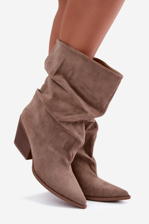  Dámské podpatky Na Ściętym Obcasie Slip-on vzor béžové Cazela