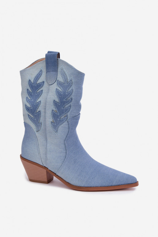 Slip-on vzor Boty v kovbojském stylu s podpatky Džínový materiál Ferelle