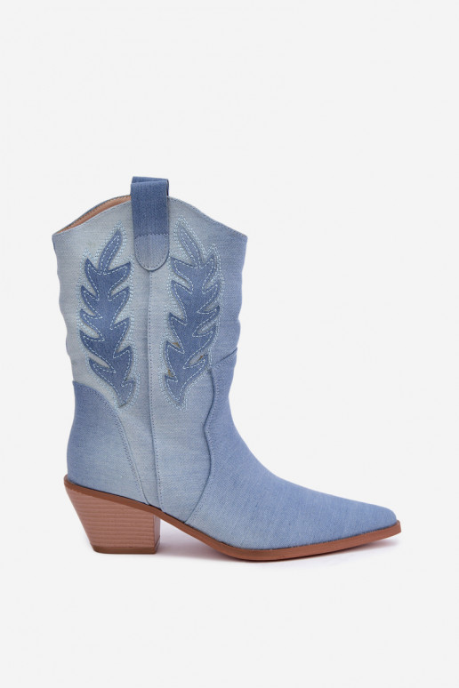 Slip-on vzor Boty v kovbojském stylu s podpatky Džínový materiál Ferelle