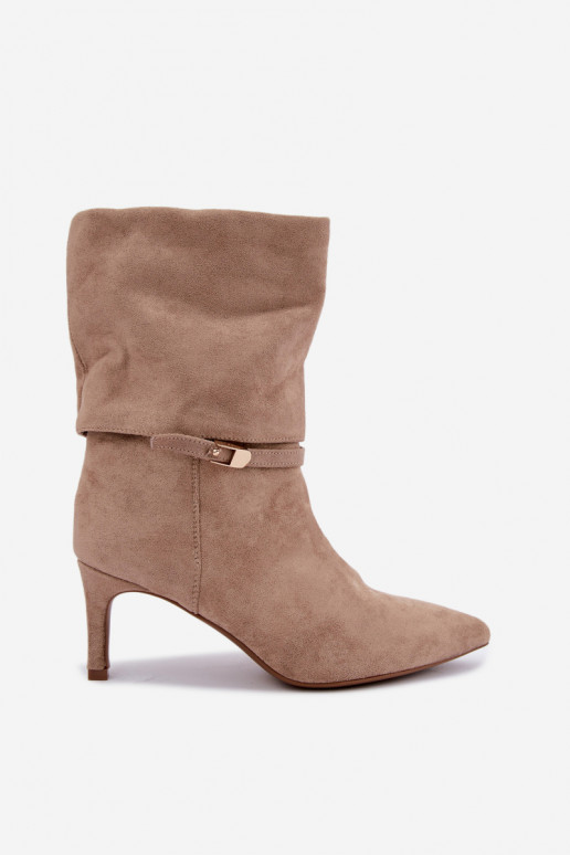 Slip-on vzor zateplené Dřeváky s tenkými podpatky s popruhy béžové Eponine