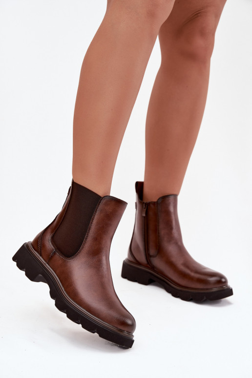 stylové podpatky  zateplené  hnědá Rivelia