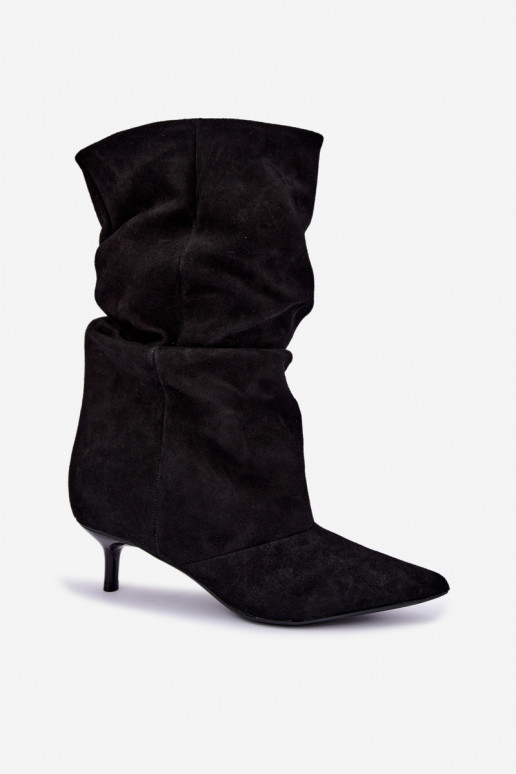 Slip-on vzor Dřeváky Typu Slouchy s podpatky Černé Falisette
