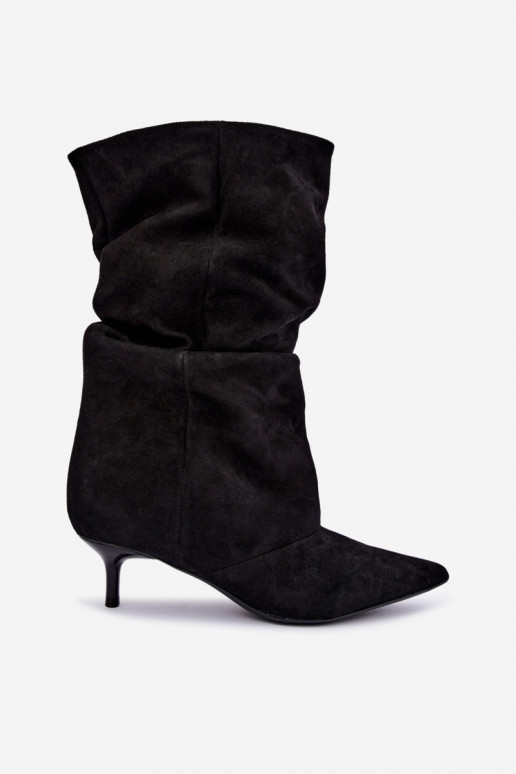 Slip-on vzor Dřeváky Typu Slouchy s podpatky Černé Falisette